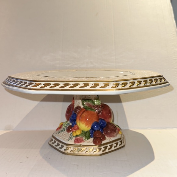 Fitz & Floyd Classics 12" Pedestal Cake/Dessert Stand. Venezia Pattern - Picture 3 of 6